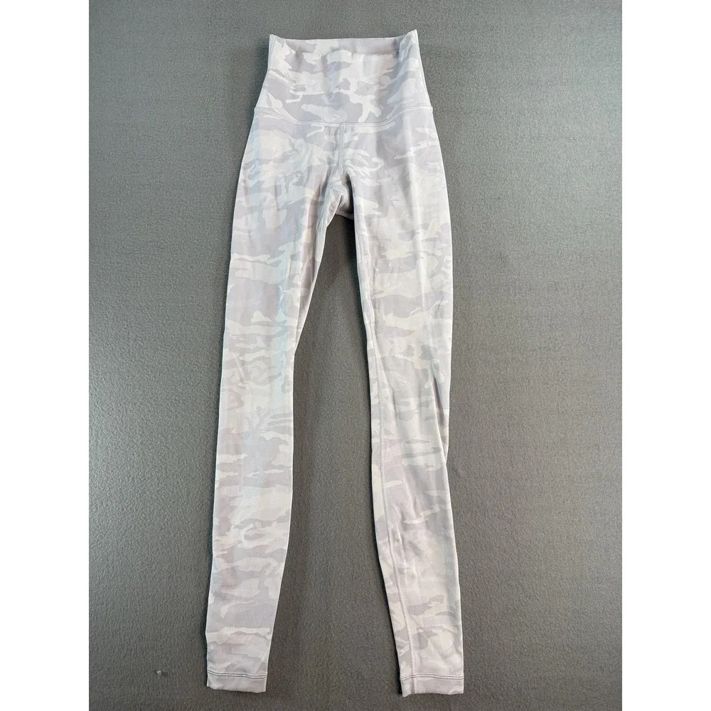 Lululemon Leggings Womens 2 Gray Camo High Rise Ankle Yoga Athletic Pants